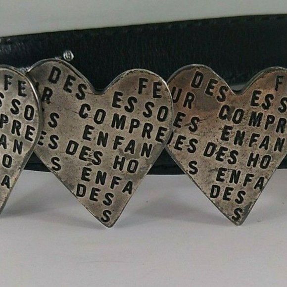 Vintage Richard Gampel Black Belt W Silver Hearts main image 4